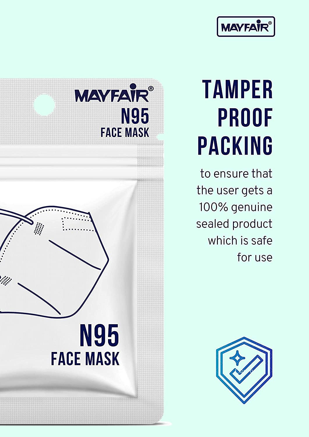 Mayfair N95 Reusable Face Mask, Head Loop Style Protective 5 Layered Filtration with Melt Blown and 5 Protective Layers for Unisex White (Pack of 25, Head Loop)