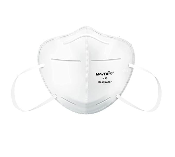 Mayfair N95 Reusable Pollution Face Mask,Ear and Head Loop Style Protective 5 Layered Filtration with Melt Blown and 5 Protective Layers for Unisex White (Ear Loop, 25)