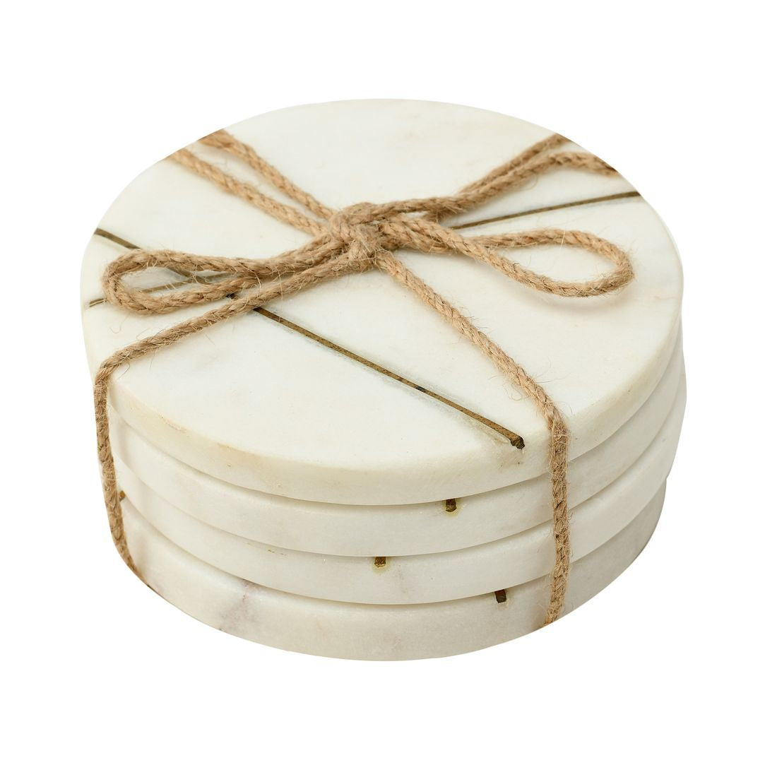 SWHF Handmade Marble Tea/Coffee/Cocktail Coaster Set of 4 (White)